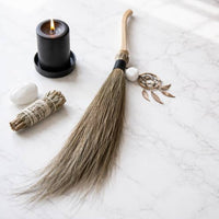 Dream Catcher with White Agate Decoration Altar Broom