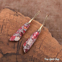 Pink/Red Regalite Dangle Earrings