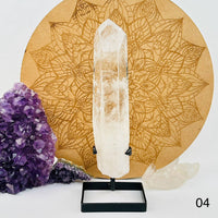 Crystal Quartz Point with Phantoms on Stand (#04)