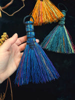Black on Black - Hawk Tail, Hand-Dyed Altar Broom 5-6"
