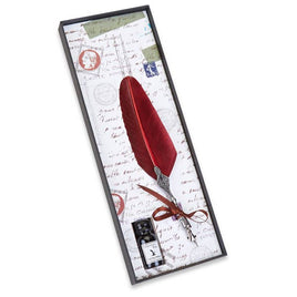Burgundy - Pewter Decorated Feather Nib Pen & Ink Set