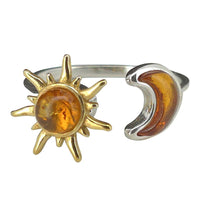 Sun And Moon Amber Adjustable Spinner Ring