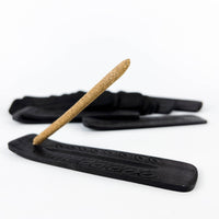 Black Carved Wood Boat Burner - 5"L