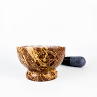 Soapstone Pentacle Carved Mortar & Pestle (4"D)