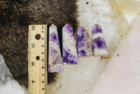 Crystal Amethyst Chevron Obelisks (300–400g)