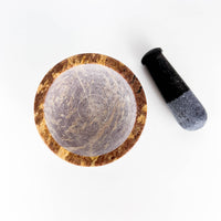 Soapstone Pentacle Carved Mortar & Pestle (4"D)