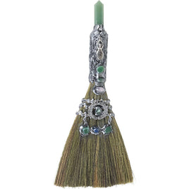 Green Aventurine & Spiral Goddess Broom Wicca-Gemstone-13"l