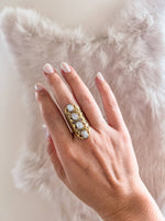 6 - 4 Stone Filigree Brass Ring