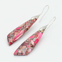 Pink/Red Regalite Dangle Earrings