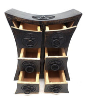 Pentagram Wooden Chest with 6 Drawers 9.5 High x 8" Wide x 4