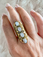 7 - 4 Stone Filigree Brass Ring
