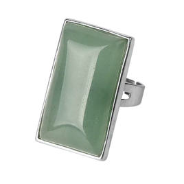 Large Flat Aventurine Gemstone Adjustable Ring