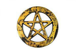 4" Pentagram Black / Gold Metal Altar Tile