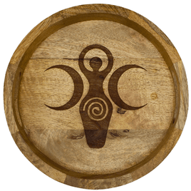 Spiral & Crescent Moons Mango Wood Tray