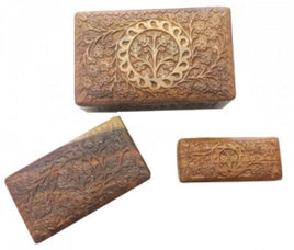 Tree of Life Carved Wooden Box