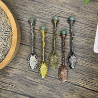 Silver Green Aventurine Crystal Spoon