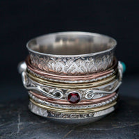 6 - Triple stone Sterling Silver Spinner Ring