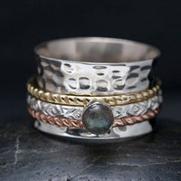 7 - Moonstone Spinner Sterling Silver Ring