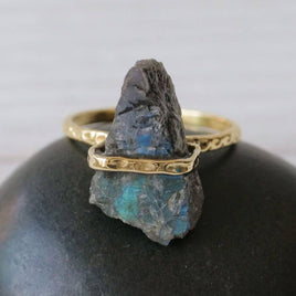 Size 6 Rough Cut Chunky Stone Brass Ring