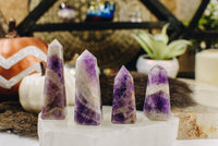 Crystal Amethyst Chevron Obelisks (300–400g)