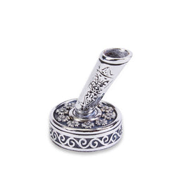 Vintage Metal Decorated Pen Holder - Silver