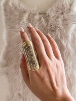 7 - Long Etched Brass Ring
