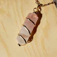 Gold Wrapped Rose Quartz Pendant - Rose Quartz Jewelry