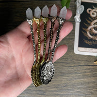 Gunmetal Clear Quartz Herb Spoon
