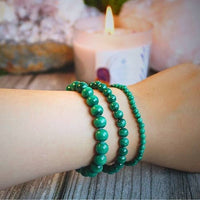 Light Malachite Beaded Bracelet - Zambia: 8mm