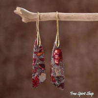 Pink/Red Regalite Dangle Earrings