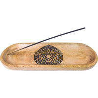 Oval Pentacle Wood Incense Holder 4"x11"