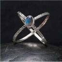 6 - Large Crossbar Labradorite Sterling Silver Ring