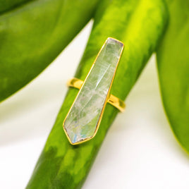 8 - Moonstone Bar Brass Ring