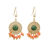 Natural African Green Jade Hand-Made Bohemian Earrings