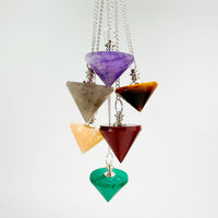 Crystal Quartz Crystal Pendulum with Silver-Plated Chain