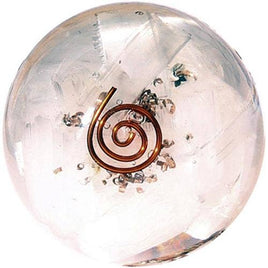 Spiral Orgonite Sphere Selenite Inside with Copper : Orgonite