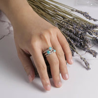 7 - Turquoise Ripple Sterling Silver Ring
