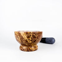 Soapstone Pentacle Carved Mortar & Pestle (4"D)