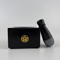 Pentacle Soapstone Mortar & Pestle (4 × 4 × 2.5"H)