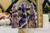Crystal Amethyst Chevron Obelisks (300–400g)