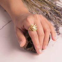 7 - Wispy Leaf Brass Ring