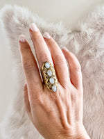 7 - 4 Stone Filigree Brass Ring