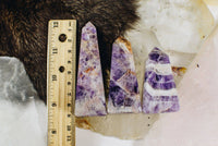 Crystal Amethyst Chevron Obelisks (300–400g)