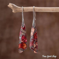 Pink/Red Regalite Dangle Earrings