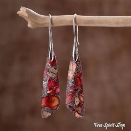 Pink/Red Regalite Dangle Earrings
