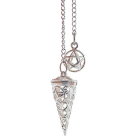 Open Chamber-Silver Tone Pentacle Pendulum