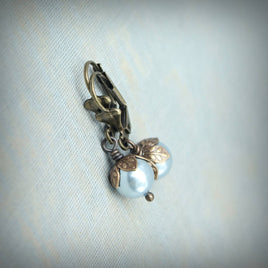 Petite Serene Blue Pearl Vintage Style Earrings