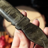Star Handle Golden Sheen Obsidian Knife - Athame