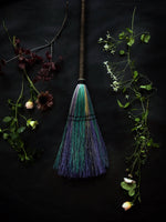 SALE Red/Black/Poppy -Crossroads, Big Boss Witch Sweeper Broom - Rune-Engraved Handle