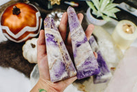 Crystal Amethyst Chevron Obelisks (300–400g)